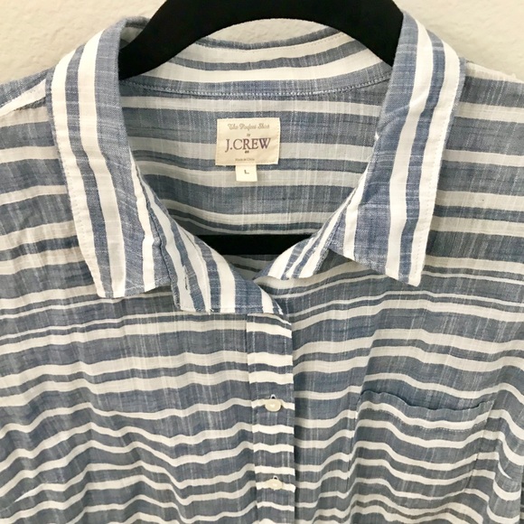 JCREW Factory blue striped gauze boy shirt - Picture 3 of 4